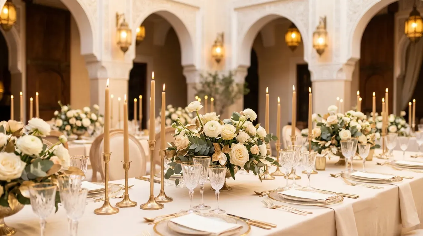 Table D'Or signature golden-themed tablescape with elegant decor