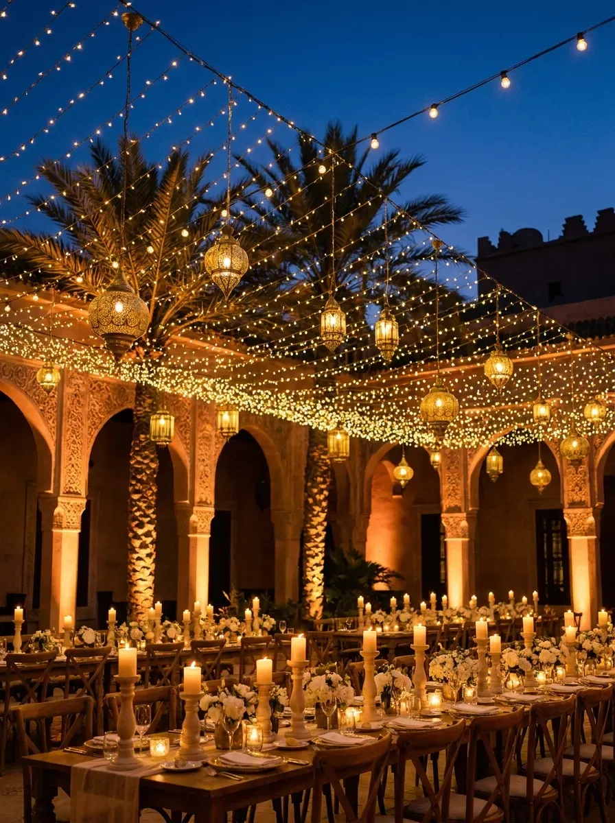 Table D'Or gala dinner table dressed with fine linens and ambient lighting